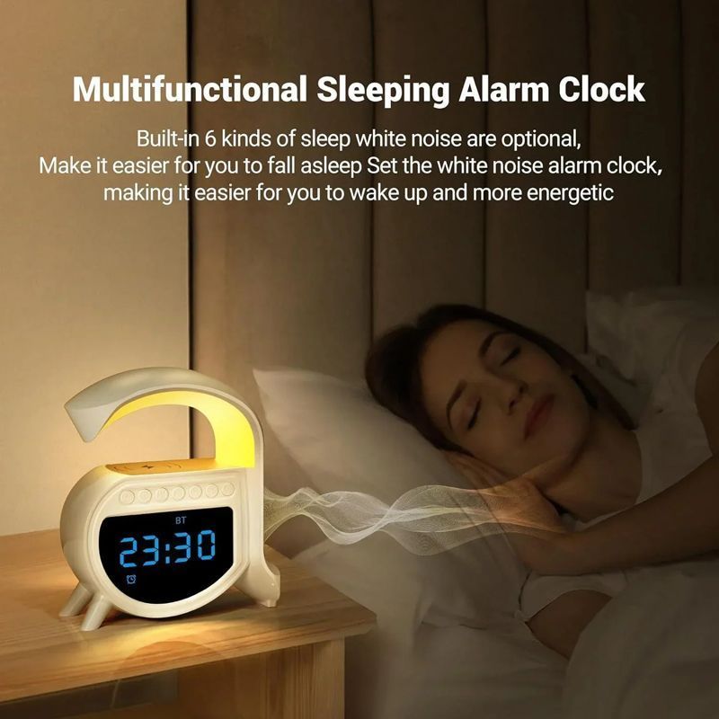 Andowl Ηχείο 4 σε 1 με Bluetooth, ασύρματο φορτιστή, ξυπνητήρι & ρολόι 15W 5A Pro - Wireless Charging Speaker