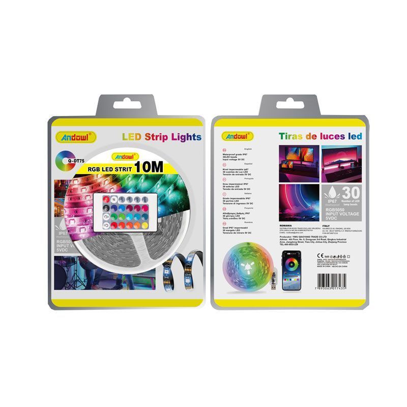 Andowl Λεντοταινία LED ταινία RGB 10m με τηλεχειριστήριο Q-DT75 - LED strip lights