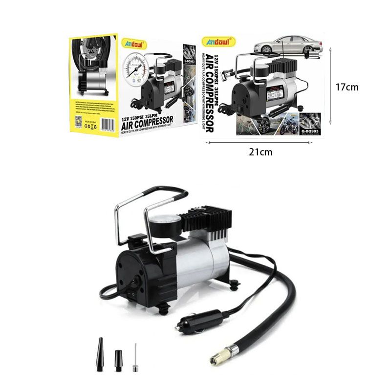 Andowl Κομπρεσέρ αέρος με καλώδιο αναπτήρα 12V και ενσωματωμένο φως Q-DQ993 - Air Compressor