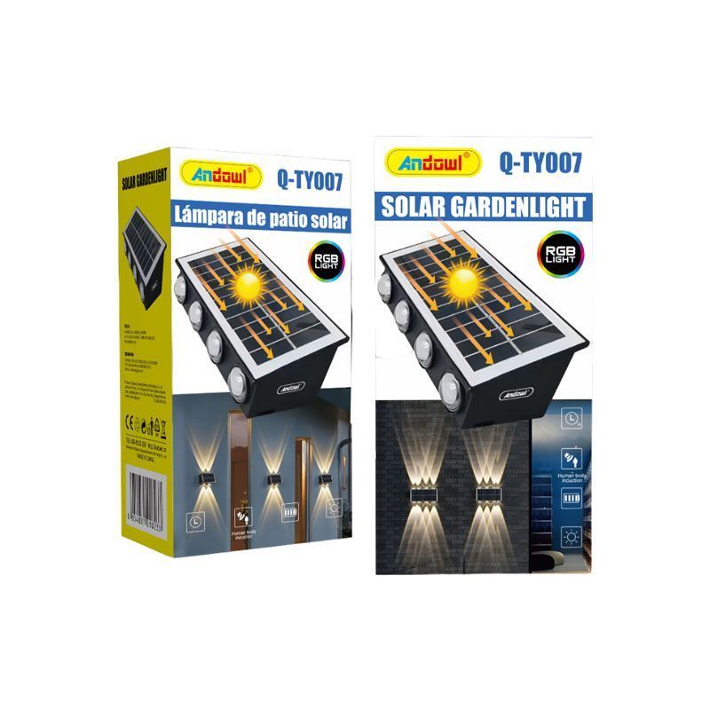 Andowl Επιτοίχιος Ηλιακός Προβολέας RGB με 8LED Q-TY007 - Solar Gardenlight Q-TY007