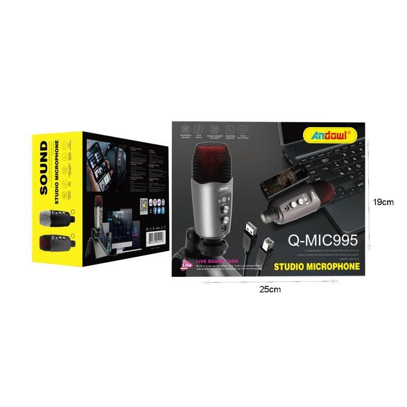 Andowl Πυκνωτικό Μικρόφωνο USB Επιτραπέζιο για Studio Q-MIC995 - Studio Microphone