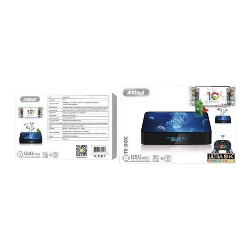 Andowl TV Box Mini 4K UHD με WiFi USB 2.0 / USB 3.0 4GB RAM και 64GB Αποθηκευτικό Χώρο με Λειτουργικό Android 10.0 Q5G - TV Box Mini