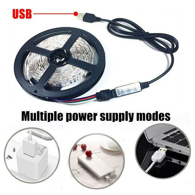 Andowl Ταινία LED Τροφοδοσίας USB (5V) RGB Μήκους 2m Σετ με Τηλεχειριστήριο και Τροφοδοτικό Τύπου SMD5050 Q-DT20 - LED strip lights