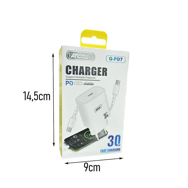 Andowl Φορτιστής Ταχείας Φόρτισης 30W Q-PD7 - Fast Charger