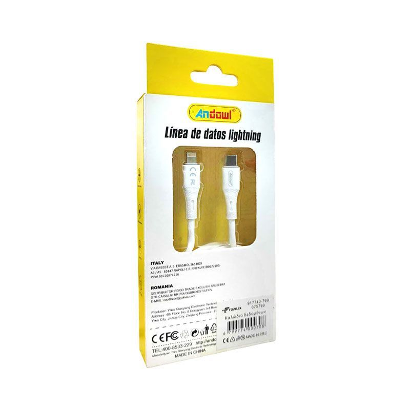 Andowl Καλώδιο Δεδομένων Type-C σε Lightning 1m 3A Q-SJ202 - Data Cable