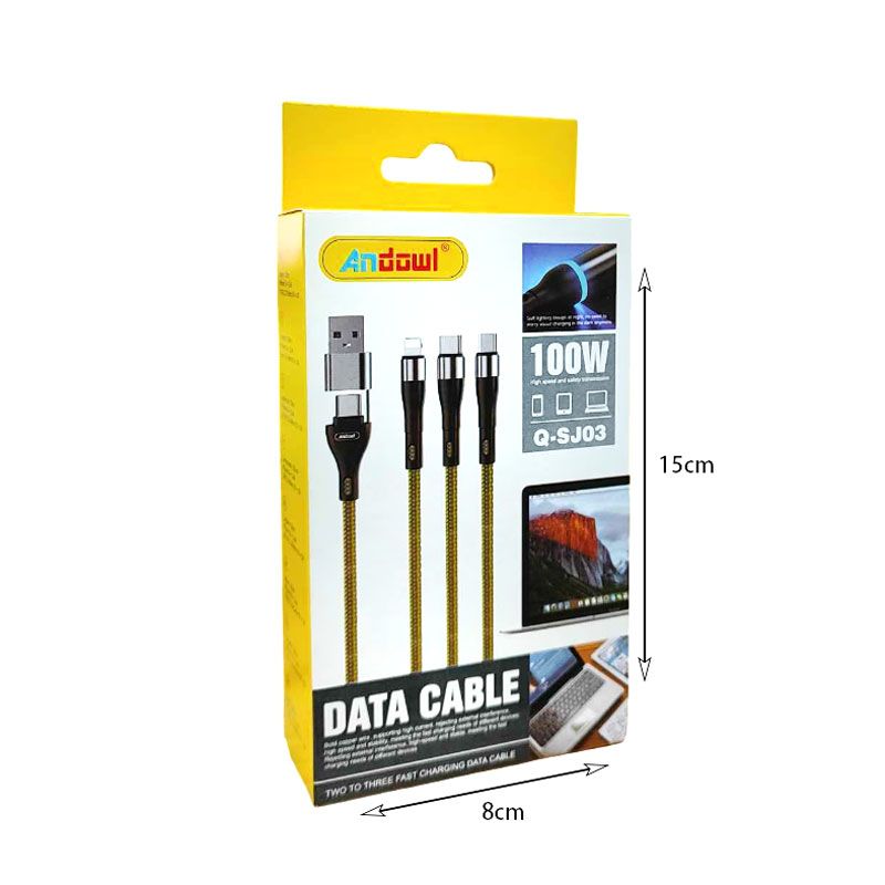 Andowl Καλώδιο Δεδομένων 6σε1 100W 120cm Q-SJ03 - Data Cable