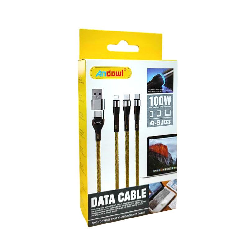 Andowl Καλώδιο Δεδομένων 6σε1 100W 120cm Q-SJ03 - Data Cable