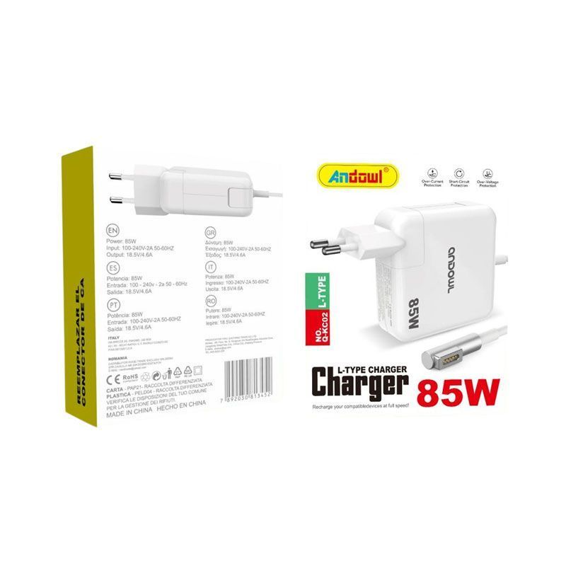 Andowl Φορτιστής Laptop 85W για Apple με Αντάπτορα Τροφοδοσίας Q-KC02 - L-Type laptop adapter charger