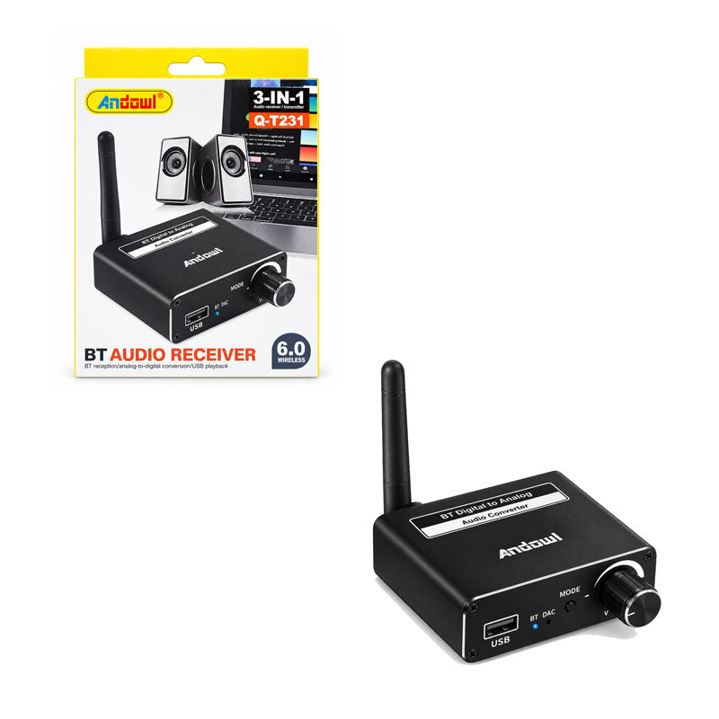 Andowl Bluetooth Δέκτης Ήχου & Μετατροπέας Q-T231 – 3-in-1 Bluetooth Audio Receiver