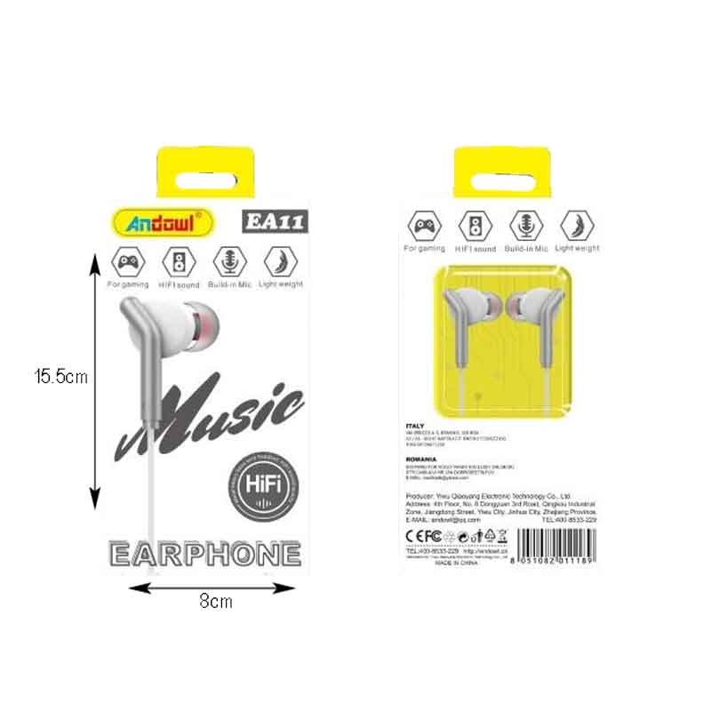 Andowl Ενσύρματα Ακουστικά με Σύνδεση Βύσμα AUX EA11 -  Earphone