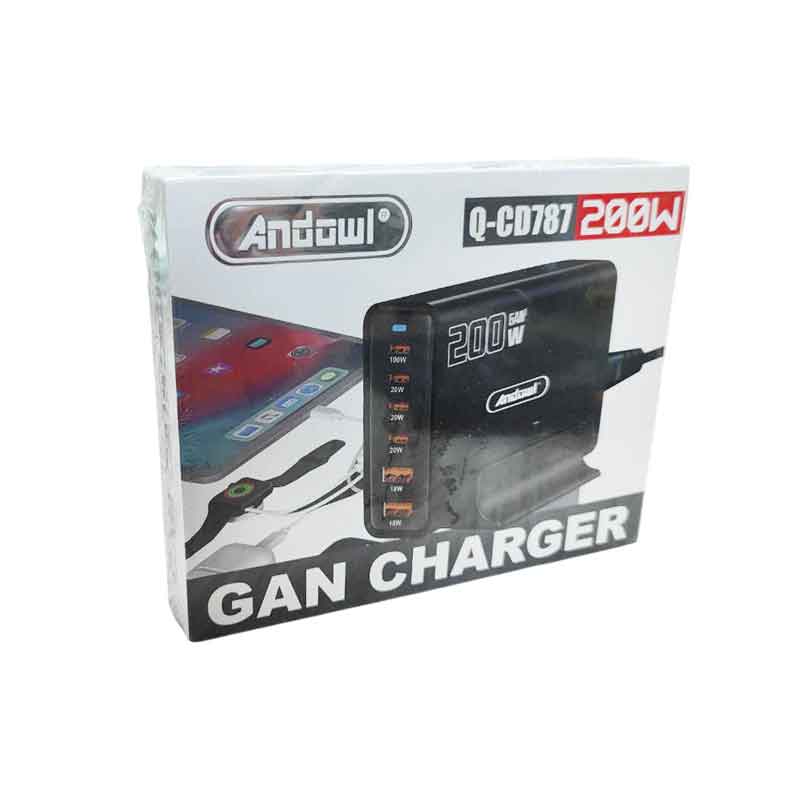 Andowl Βάση Φόρτισης GaN με 2 Θύρες USB-A και 4 Θύρες USB-C 200W Power Delivery / Quick Charge 3.0 Q-CD787 - Gan Charger