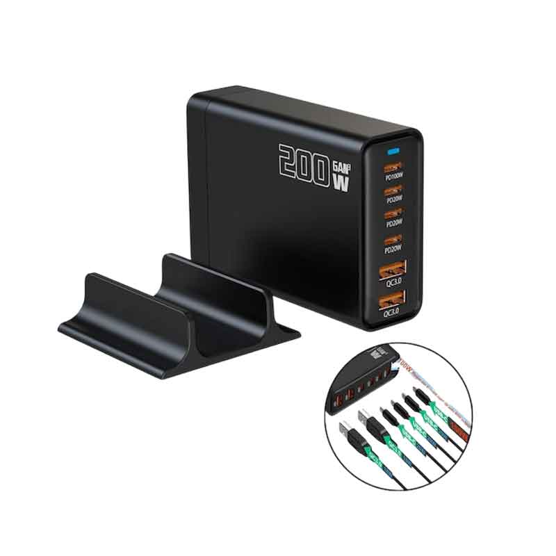 Andowl Βάση Φόρτισης GaN με 2 Θύρες USB-A και 4 Θύρες USB-C 200W Power Delivery / Quick Charge 3.0 Q-CD787 - Gan Charger