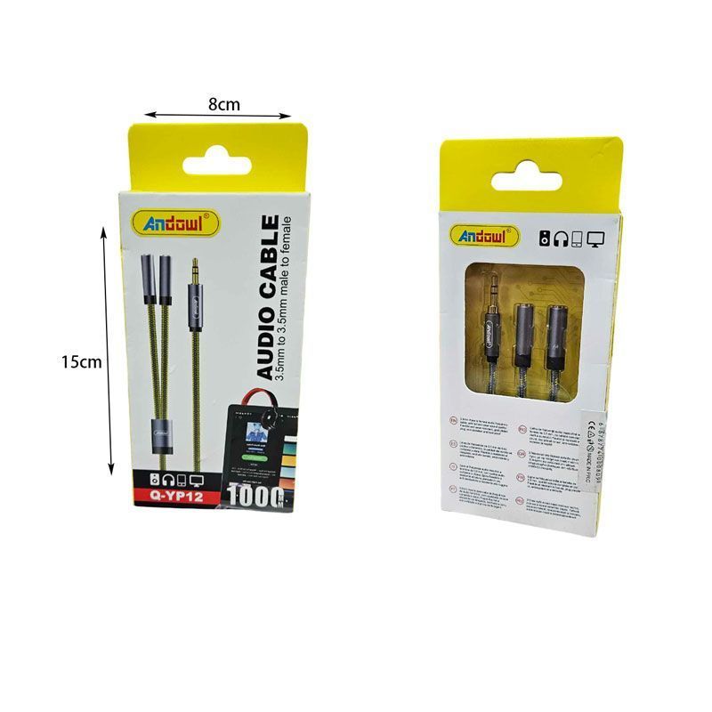 Andowl Καλώδιο Audio 3.5mm 3.5mm Αρσενικό Διπλό Θηλυκό Q-YP12 - Audio Cable
