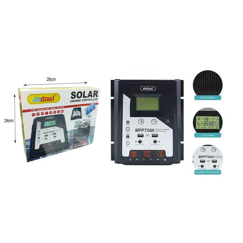 Andowl Ρυθμιστής φόρτισης φωτοβολταϊκών 70Amber MPPT 50A - Solar Charge Controller