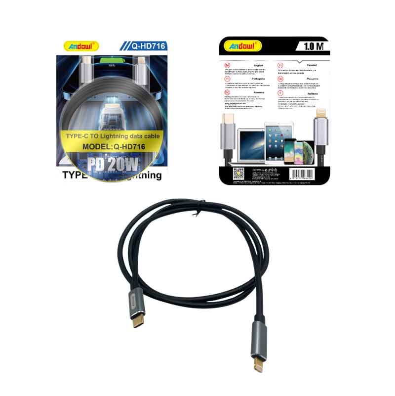 Andowl Καλώδιο Δεδομένων Type-C σε Lightning 1m 20W Q-HD716 - Data Cable