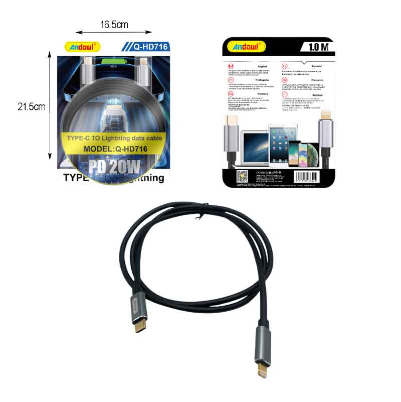 Andowl Καλώδιο Δεδομένων Type-C σε Lightning 1m 20W Q-HD716 - Data Cable
