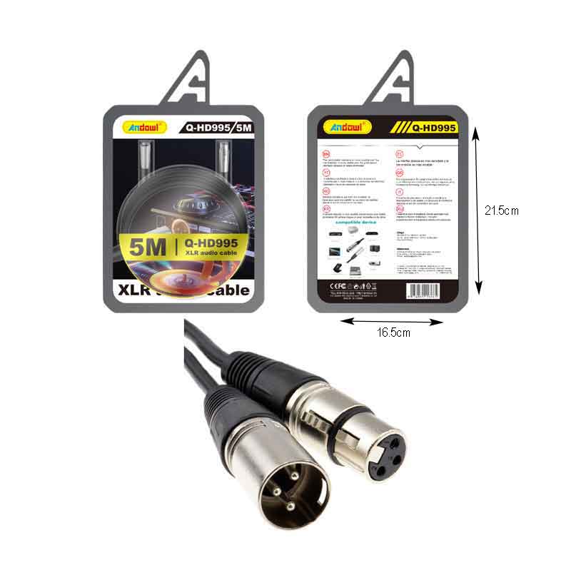 Andowl Καλώδιο XLR Αρσενικό σε Θηλυκό 5m Q-HD995 - XLR Audio Cable