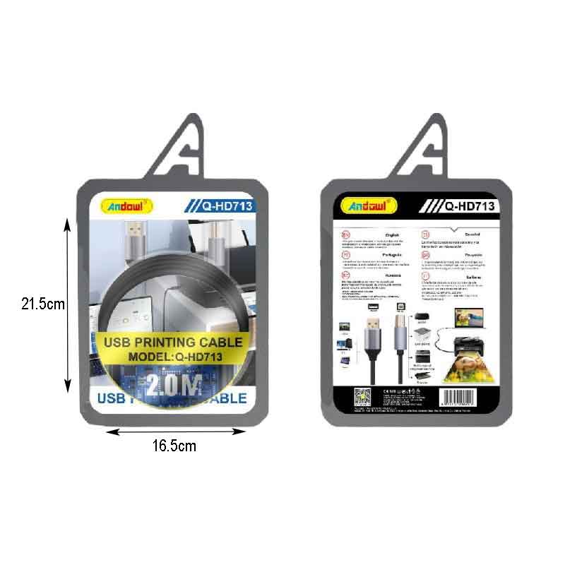 Andowl Καλώδιο Εκτυπωτή 2Μ Q-HD713 - USB Printing Cable