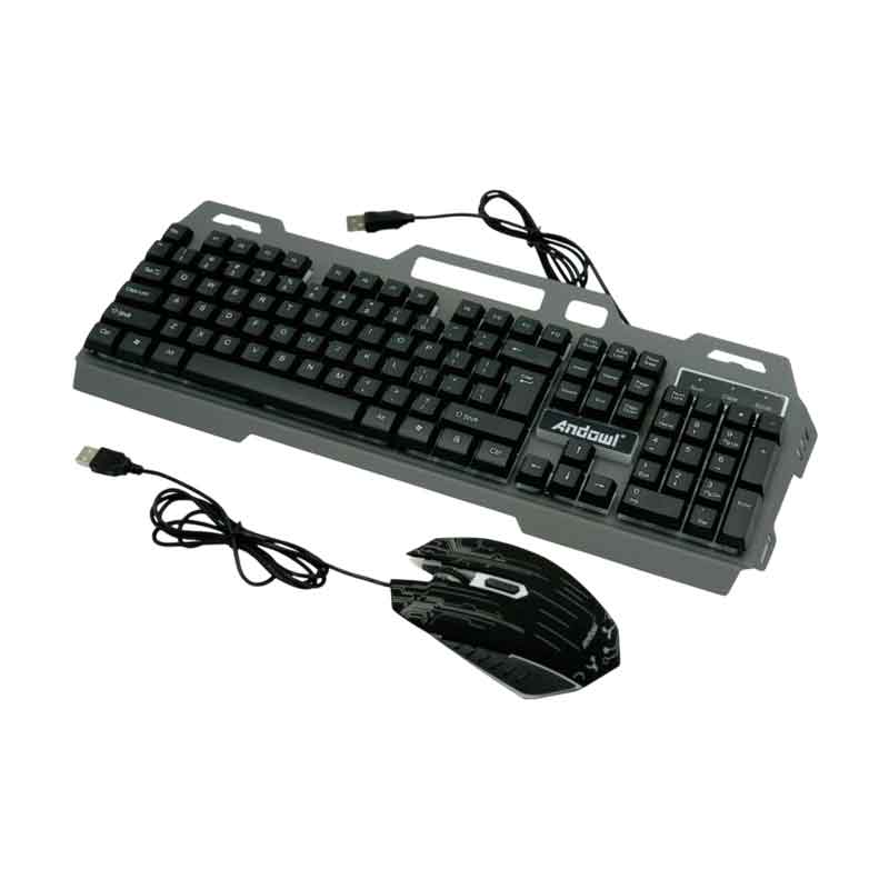 Andowl Σετ Gaming Πληκτρολόγιο με RGB φωτισμό & Ποντίκι (Αγγλικό US) Q-808  – Gaming Keyboard & Mouse