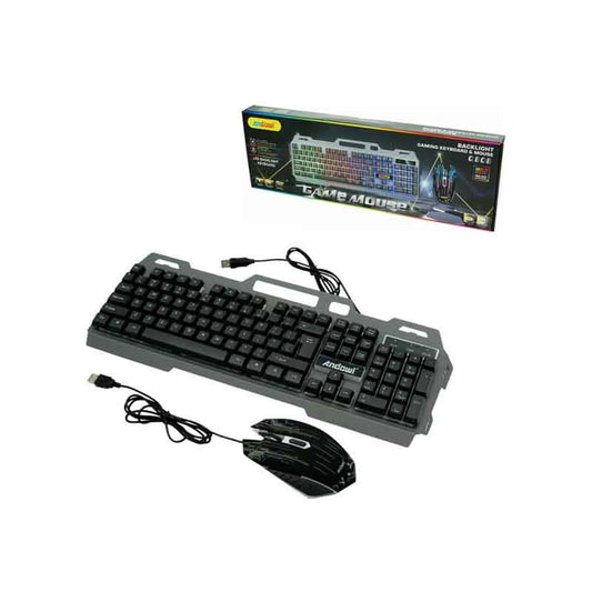Andowl Σετ Gaming Πληκτρολόγιο με RGB φωτισμό & Ποντίκι (Αγγλικό US) Q-808  – Gaming Keyboard & Mouse