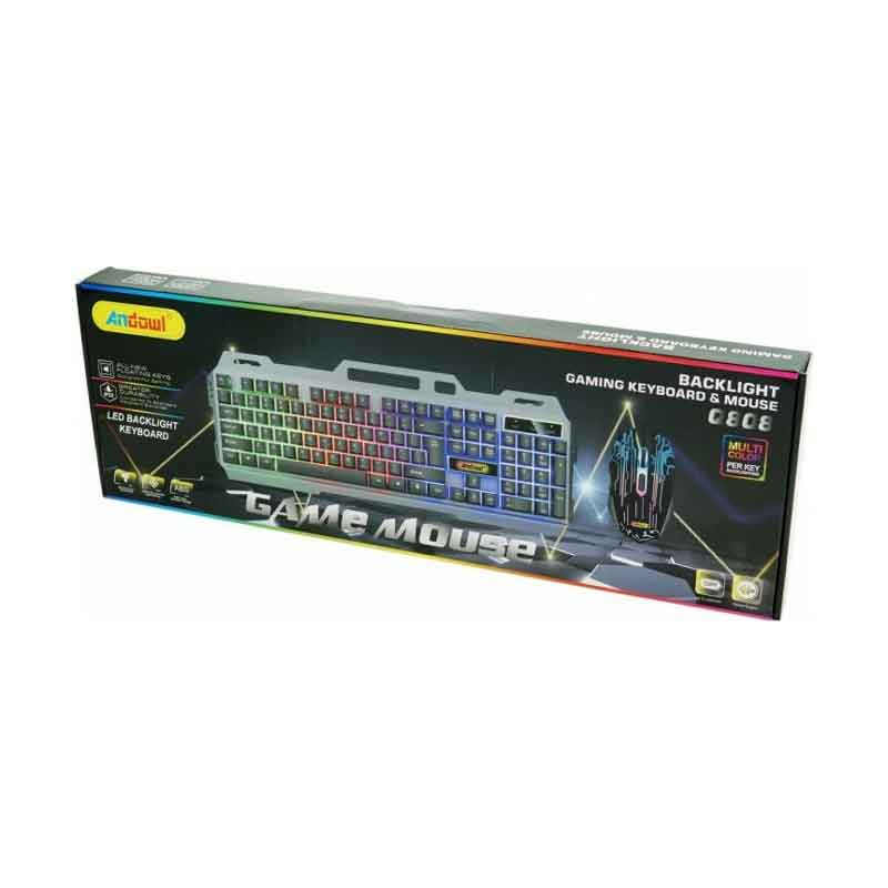 Andowl Σετ Gaming Πληκτρολόγιο με RGB φωτισμό & Ποντίκι (Αγγλικό US) Q-808  – Gaming Keyboard & Mouse