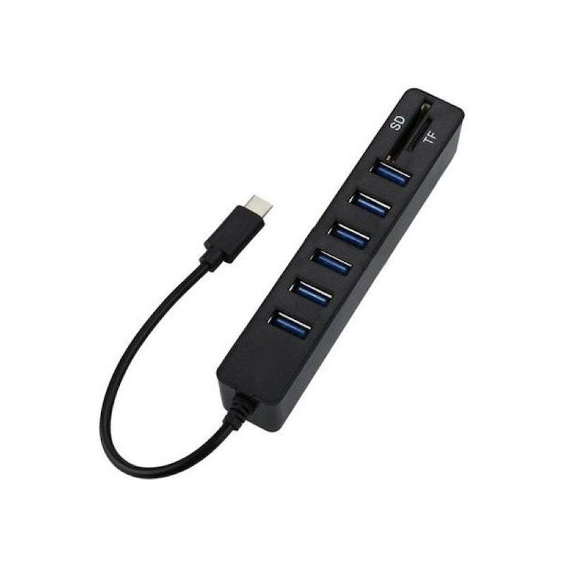 Andowl USB 3.0 Hub 8 Θυρών με σύνδεση USB-C Q-HU300B - Card Reader