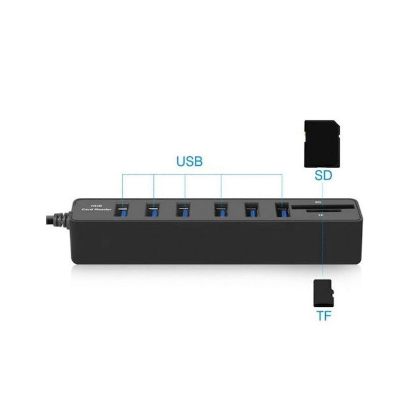 Andowl USB 3.0 Hub 8 Θυρών με σύνδεση USB-C Q-HU300B - Card Reader