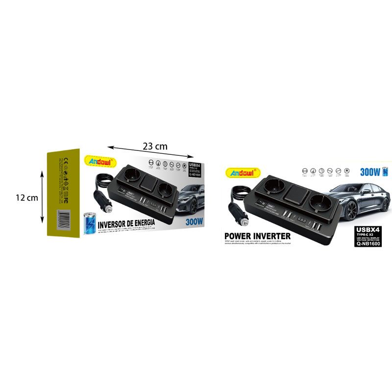 Andowl Μετατροπέας Φορτιστής αυτοκινήτου Q-NB1600 - Power Inverter
