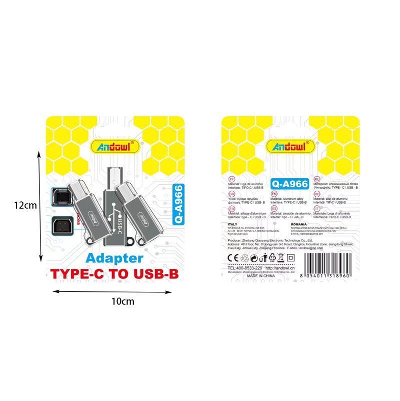 Andowl Προσαρμογέας Type-C σε USB-B Q-A966 - Adapter