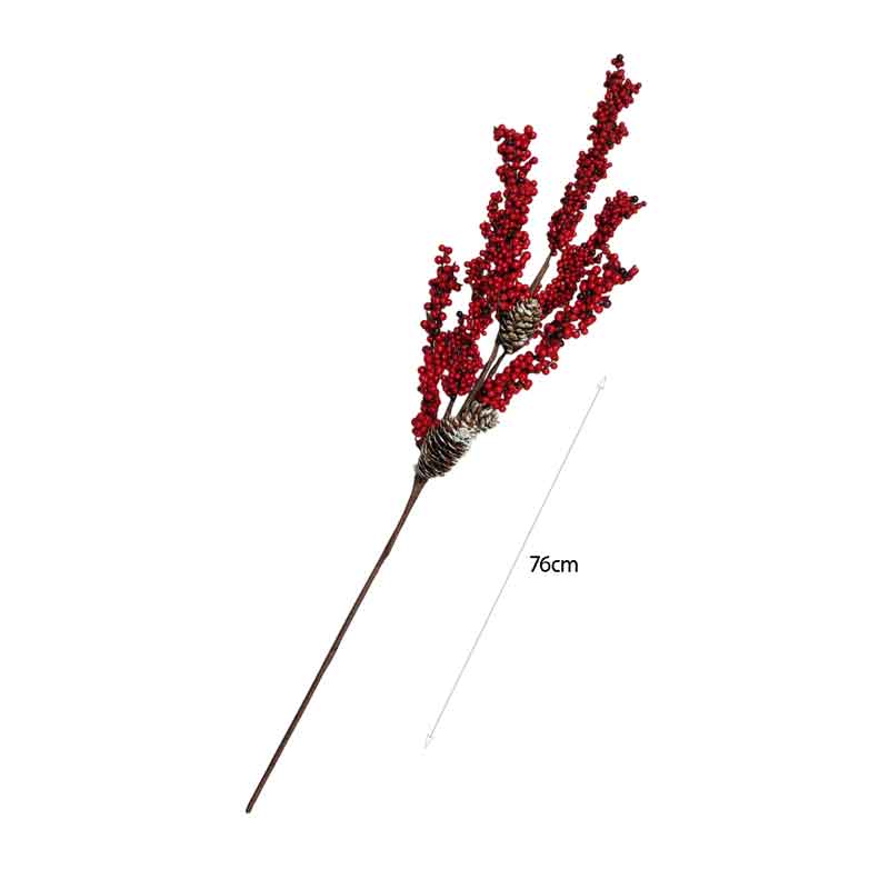 Κλαδί με Κουκουνάρια και Κόκκινες Μπάλες 76cm – Pinecone and Red Berries Branch