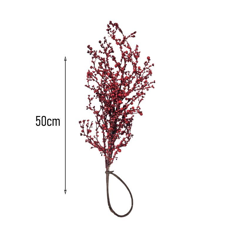 Διακοσμητικό Κλαδί με Κόκκινες Μπάλες 50cm - Decorative Red Berry Branch