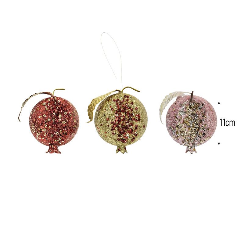 Διακοσμητικό Ρόδι με Γκλίτερ 11cm - Decorative Glitter Pomegranate