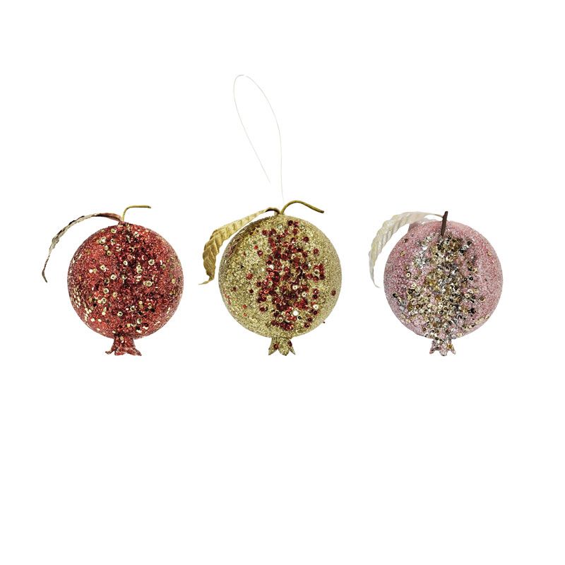Διακοσμητικό Ρόδι με Γκλίτερ 11cm - Decorative Glitter Pomegranate