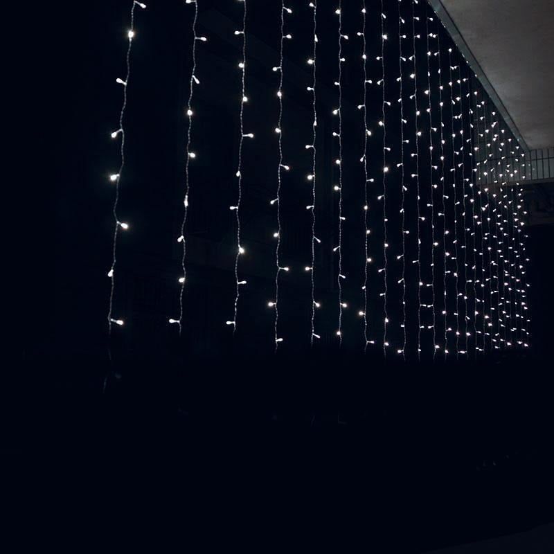 Χριστουγεννιάτικα Λαμπάκια Κουρτίνα LED 96L Ψυχρό Χρώμα με Διαφανές Καλώδιο 3m x 60cm - Christmas lights LED white light