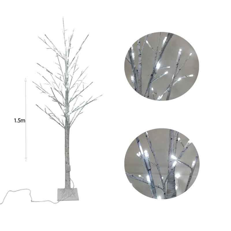 Led Φωτιζόμενο Χριστουγεννιάτικο Δέντρο Λευκό Με Ψυχρό Φωτισμό 150cm 160Led  - Led Christmas Tree White With White Lighting