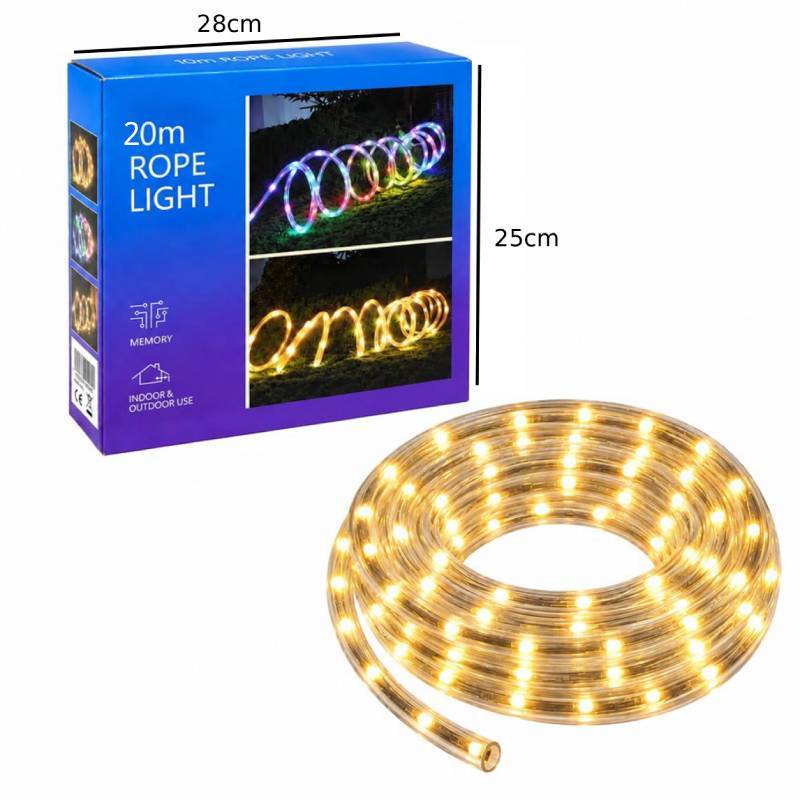 Φωτοσωλήνας LED 20m με Θερμό Φως  – LED Rope Light