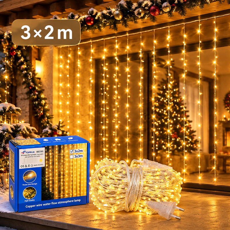 Κουρτίνα LED 800 Λαμπάκια Θερμού Φωτισμού 3x2m - 800 LED Warm White Curtain Lights 3x2m