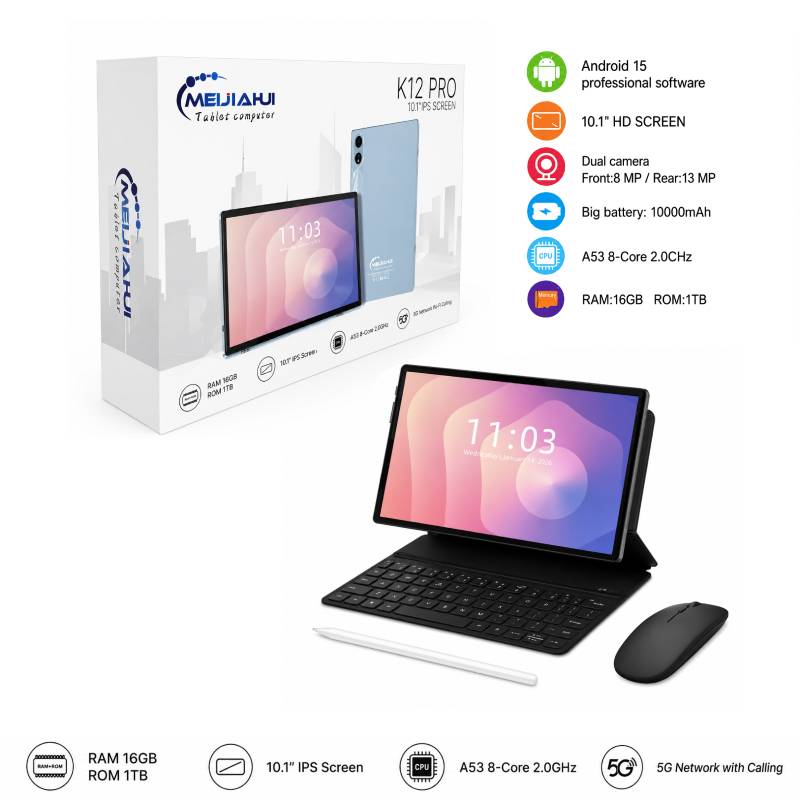 MEIJIAHUI Tablet K12 Pro 10.1" με Πληκτρολόγιο, Ποντίκι & Γραφίδα - Android Tablet with Keyboard, Mouse & Stylus