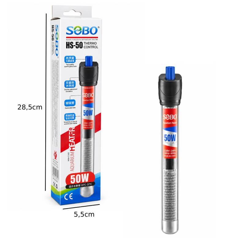 SOBO Θερμαντήρας Ενυδρείου 50W με Ρυθμιζόμενη Θερμοκρασία HS-50 – Adjustable Aquarium Heater