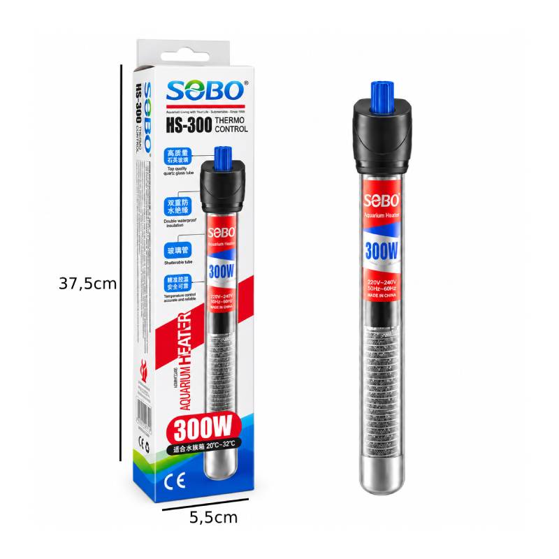 SOBO Θερμαντήρας Ενυδρείου 300W με Ρυθμιζόμενη Θερμοκρασία HS-300 – Adjustable Aquarium Heater
