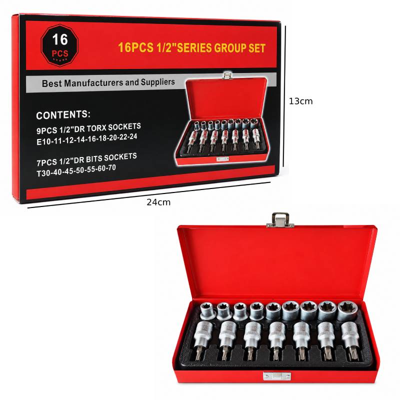 Κασετίνα Καρυδάκια TORX & E-TORX 16 Τεμαχίων 1/2" - 16PCS 1/2" Torx & E-Torx Socket Set