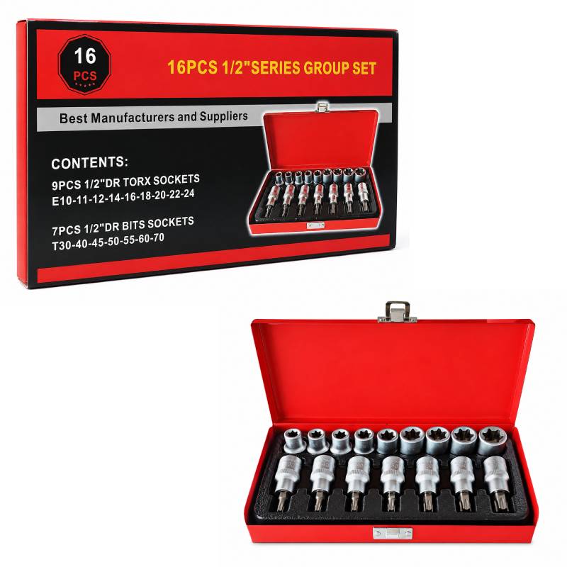 Κασετίνα Καρυδάκια TORX & E-TORX 16 Τεμαχίων 1/2" - 16PCS 1/2" Torx & E-Torx Socket Set