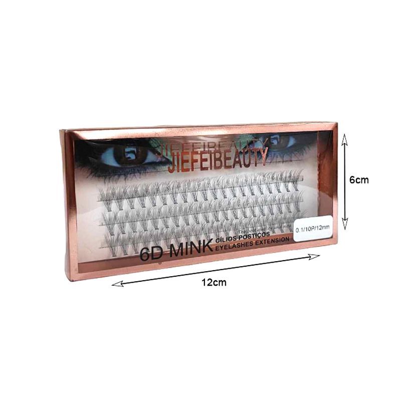 Jiefei Beauty Βλεφαρίδες Τουφάκια 6D Mink 0.1/10P/12mm - Eyelash Extension