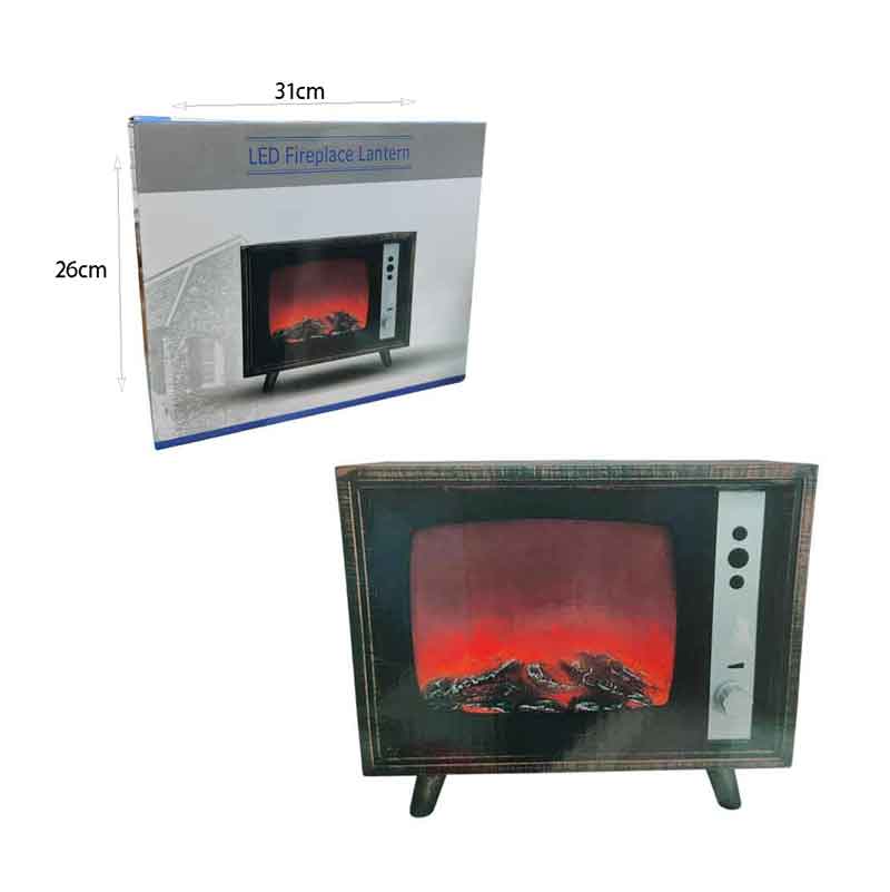 Διακοσμητικό Τζάκι LED σε Σχέδιο Τηλεόρασης – LED Fireplace Lantern Retro TV Design
