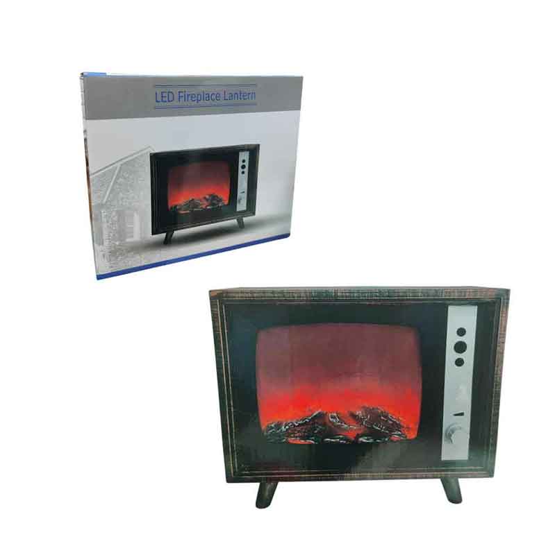 Διακοσμητικό Τζάκι LED σε Σχέδιο Τηλεόρασης – LED Fireplace Lantern Retro TV Design