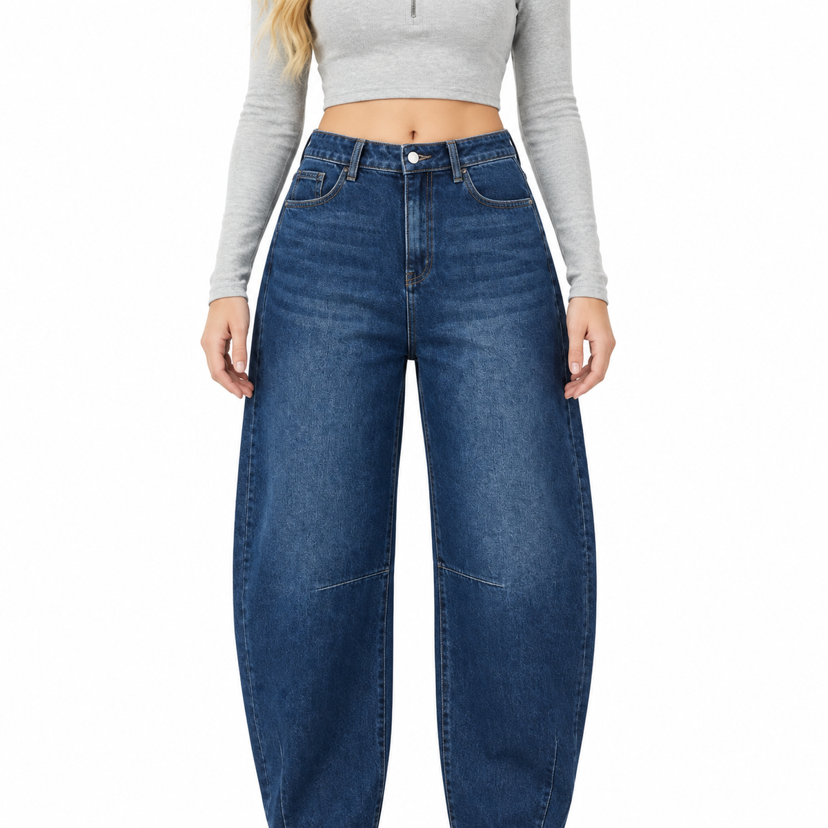 Angel Shopping Γυναικείο Τζιν Παντελόνι Ψηλόμεσο Balloon Fit Μπλε