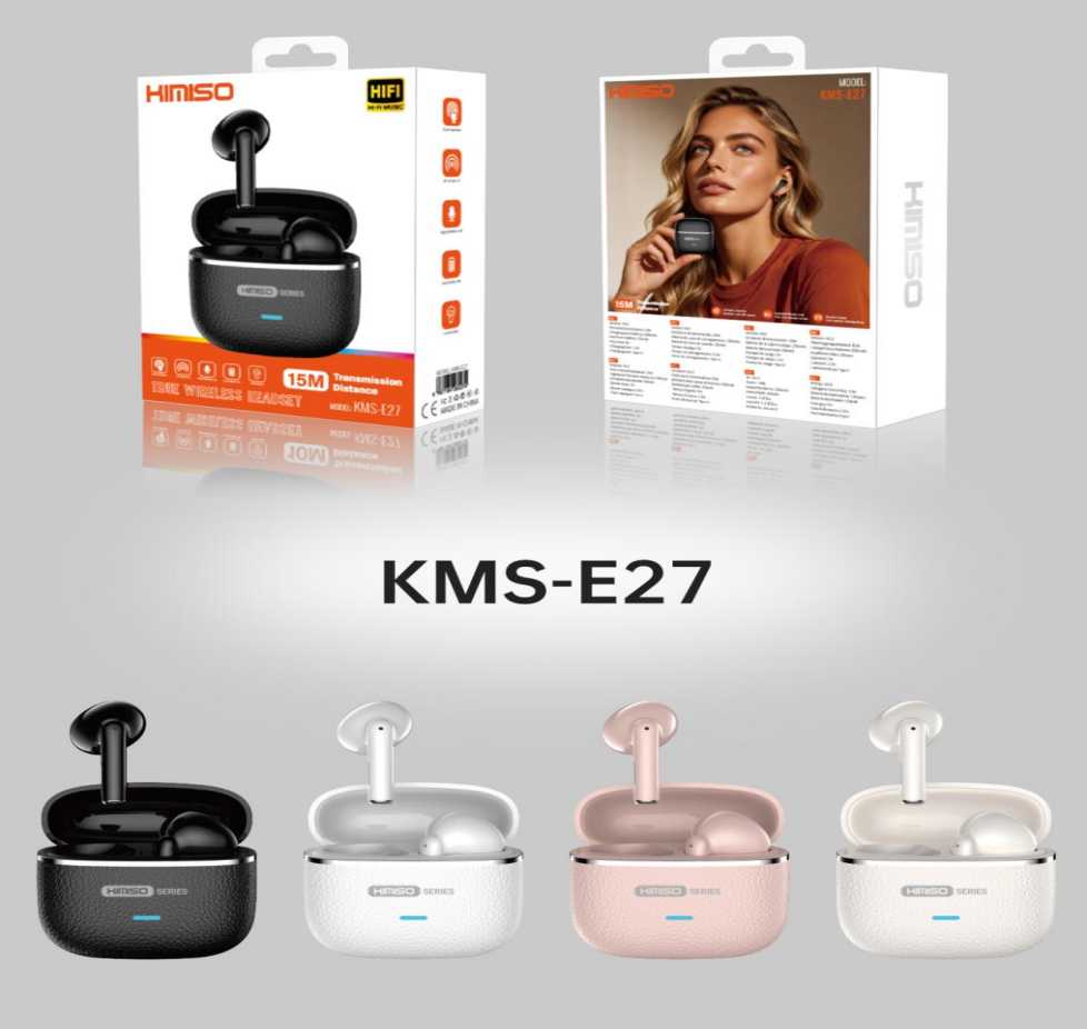 Ασύρματα ακουστικά Bluetooth με θήκη φόρτισης - KMS-E27 - 260274 - Pink