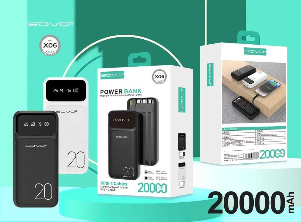 Powerbank 4in1 - Fast Charge - 20.000mah - X06 - 693989 - Black