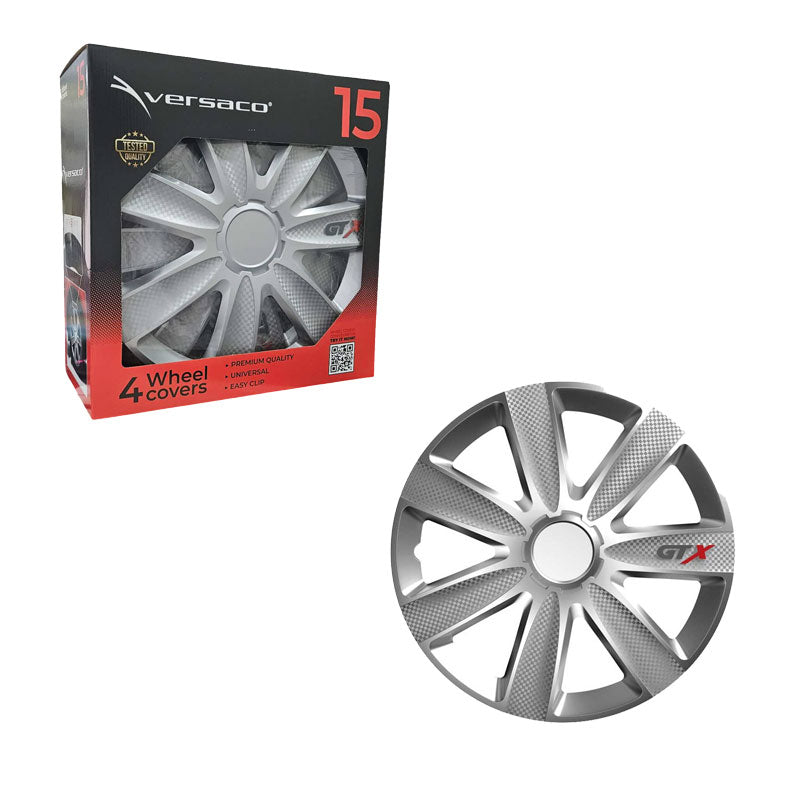 Versaco Σετ Τάσια Αυτοκινήτου 4τμχ 15" Ασημί - Wheel Covers