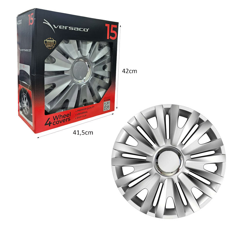 Versaco Σετ Τάσια Αυτοκινήτου 4τμχ 15" Ασημί - Wheel Covers